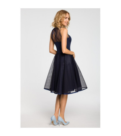 M148 Wieczorowa sukienka z dopasowaną górą - granatowa