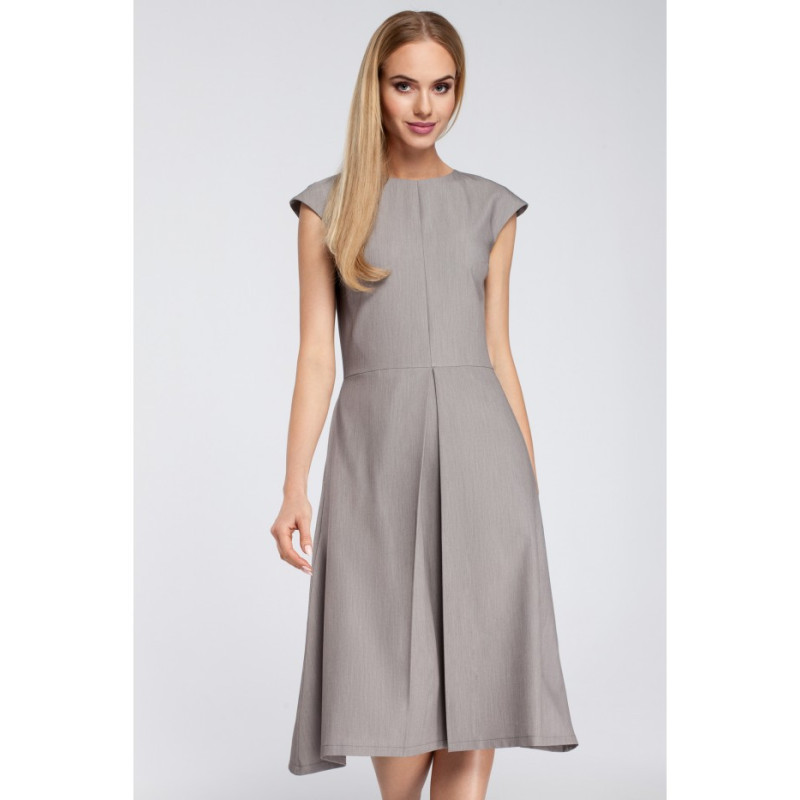 M296 Dopasowana sukienka kontrafałda - szara