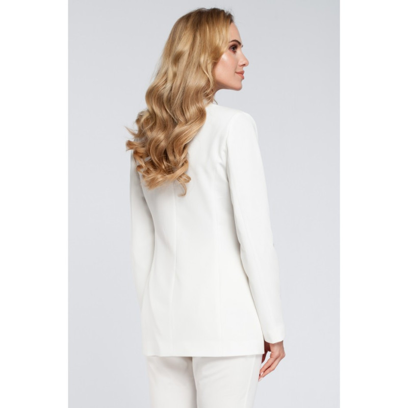 M304 Stylowy elegancki żakiet zapinany - ecru