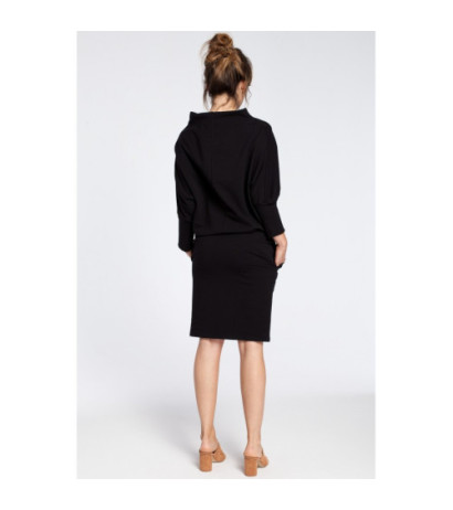 B032 Stylowa sukienka mini z rękawami kimono - czarna