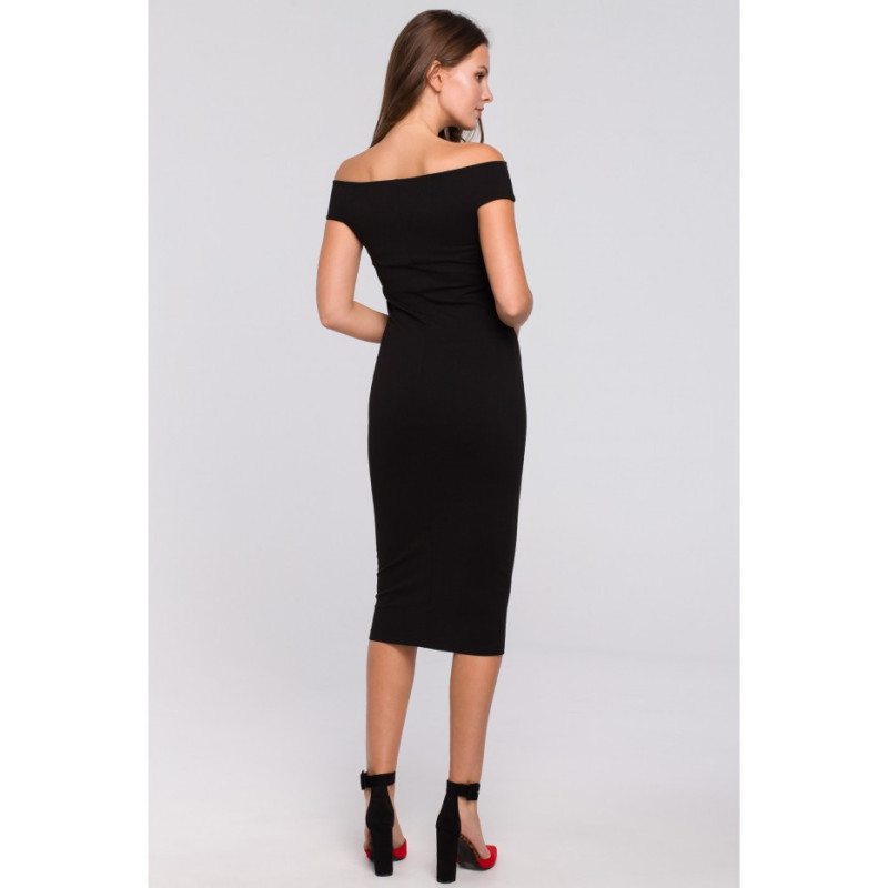 K001 Dzianinowa sukienka midi - czarna