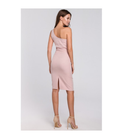 K003 Sukienka na jedno ramię - brudno-różowa