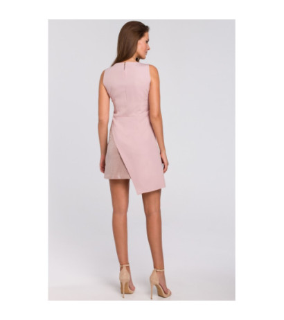 K014 Krótka sukienka dwuwarstwowa - brudno-różowa