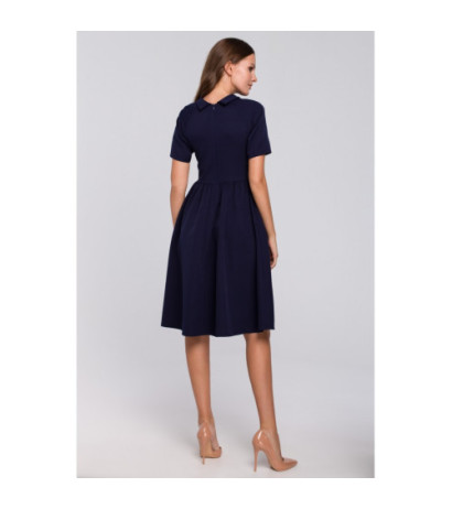 K028 Sukienka ze stójką - atramentowa