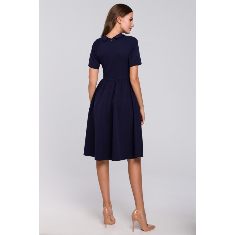 K028 Sukienka ze stójką - atramentowa