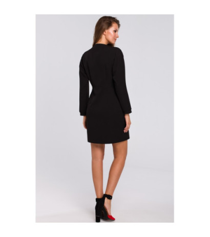 K034 Kopertowa sukienka na jeden guzik - czarna