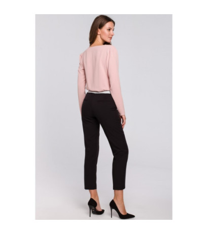 K035 Spodnie na kant z gumą w pasie - czarne