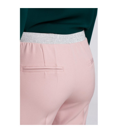 K035 Spodnie na kant z gumą w pasie - brudno-różowe