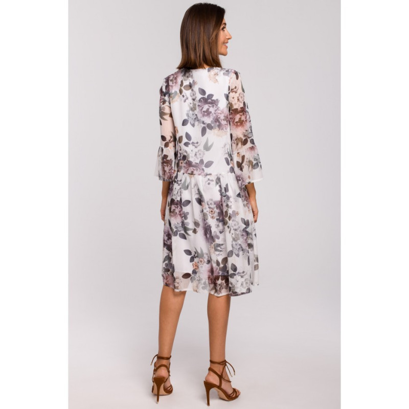 S214 Szyfonowa sukienka z obniżoną linią talii - model 1