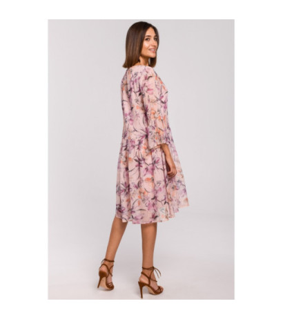 S214 Szyfonowa sukienka z obniżoną linią talii - model 2