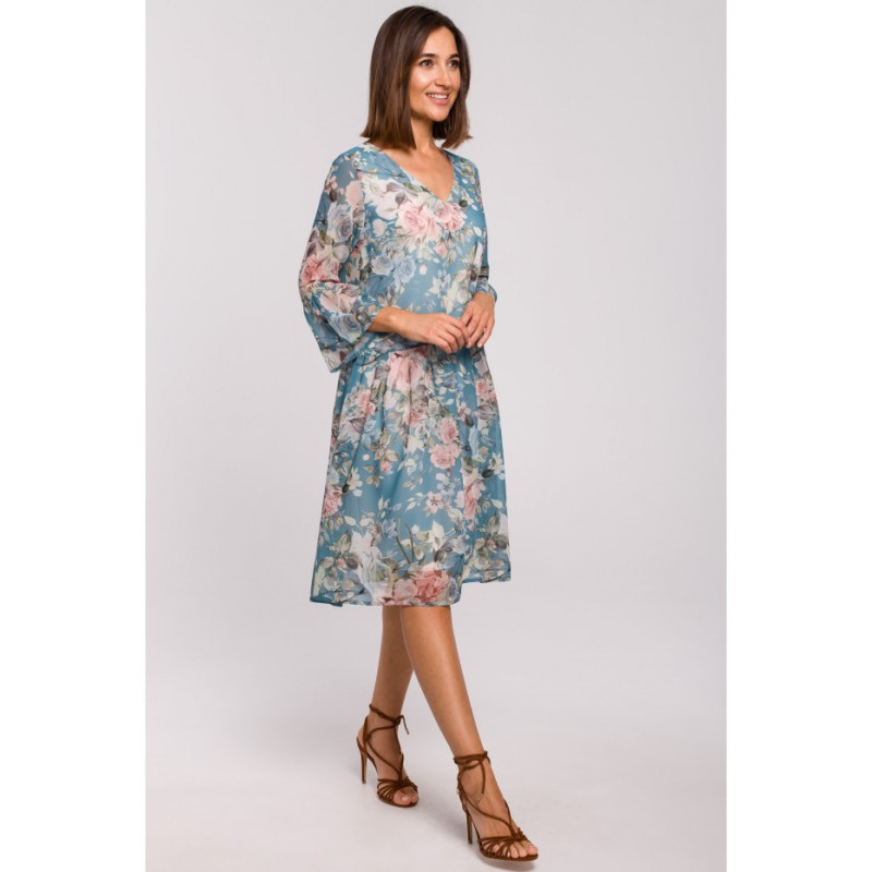 S214 Szyfonowa sukienka z obniżoną linią talii - model 4