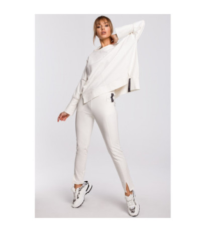 M491 Bluza z rozcięciami na bokach i lampasem - ecru