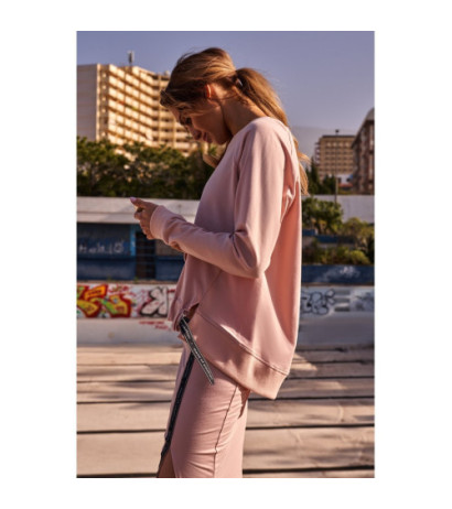 M492 Bluza z klamerkami i lampasami - cukierkowo-różowa