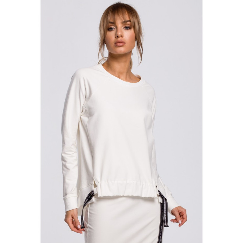 M492 Bluza z klamerkami i lampasami - ecru