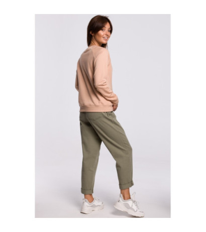 B167 Stylowa bluza z nadrukiem - beżowa