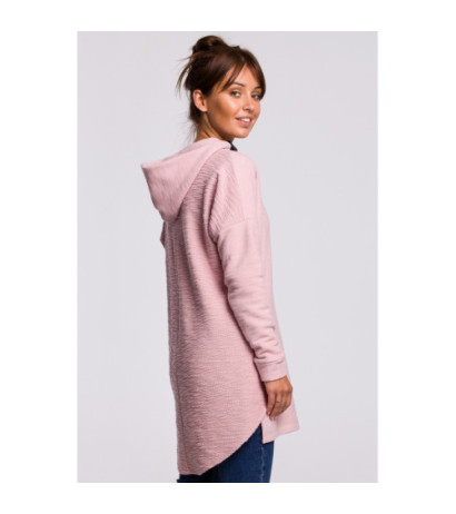 B176 Asymetryczna bluza z kapturem - pudrowa