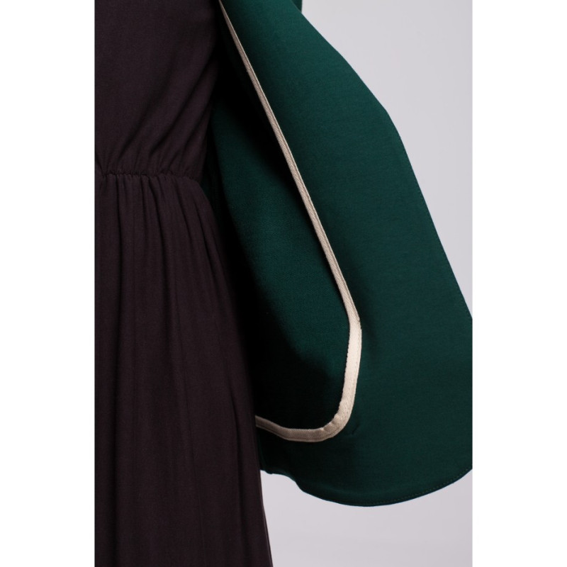 B180 Prosty niezapinany żakiet z kapturem - ciemnozielony