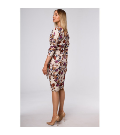 M524 Sukienka z kopertową górą i nadrukiem - model 2