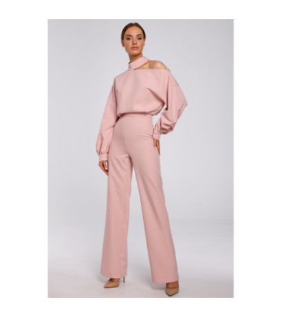 M528 Kombinezon z bufiastymi rękawami - pudrowy