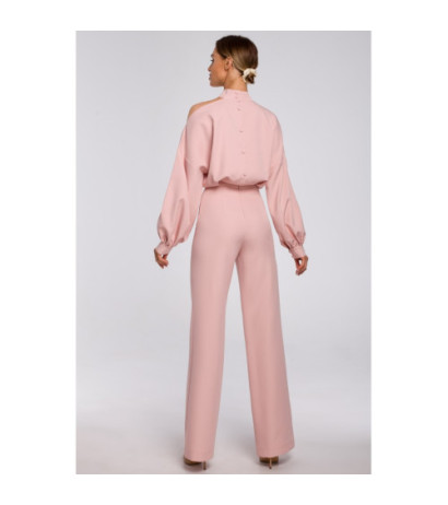 M528 Kombinezon z bufiastymi rękawami - pudrowy