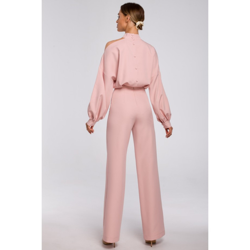 M528 Kombinezon z bufiastymi rękawami - pudrowy