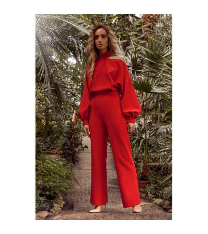 M528 Kombinezon z bufiastymi rękawami - czerwony