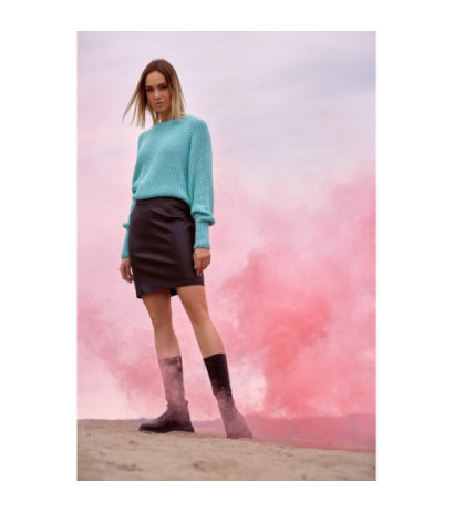 M537 Sweter prążek pod szyję - seledynowy