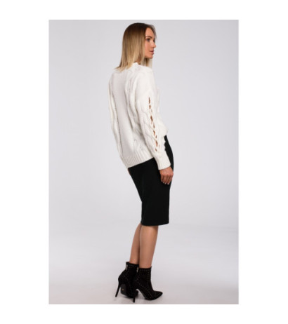 M539 Sweter z dziurami na rękawach - ecru