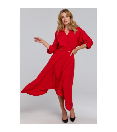 K086 Sukienka z asymetrycznym dołem - czerwona