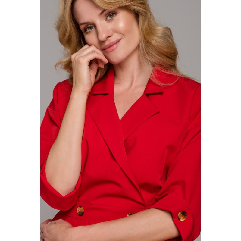 K086 Sukienka z asymetrycznym dołem - czerwona