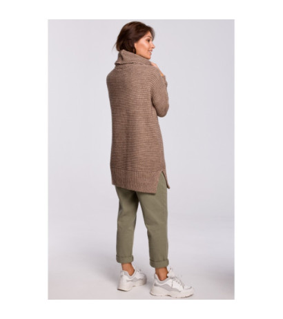BK047 Sweter oversize z golfem - cappuccino