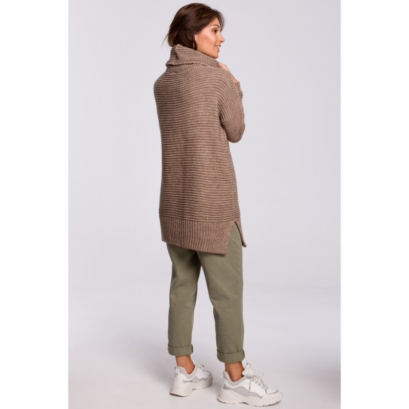 BK047 Sweter oversize z golfem - cappuccino