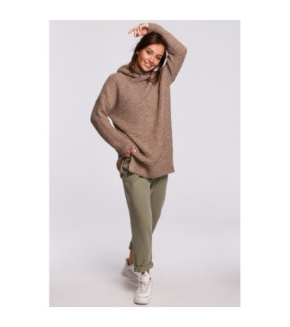 BK047 Sweter oversize z golfem - cappuccino