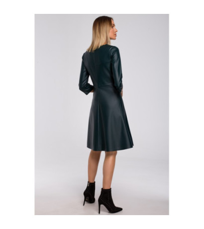 M541 Sukienka ze sztucznej skóry - zielona