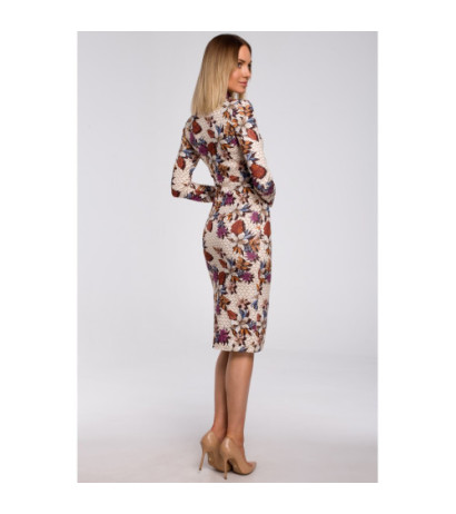 M543 Sukienka we wzór dopasowana z półgolfem - model 2