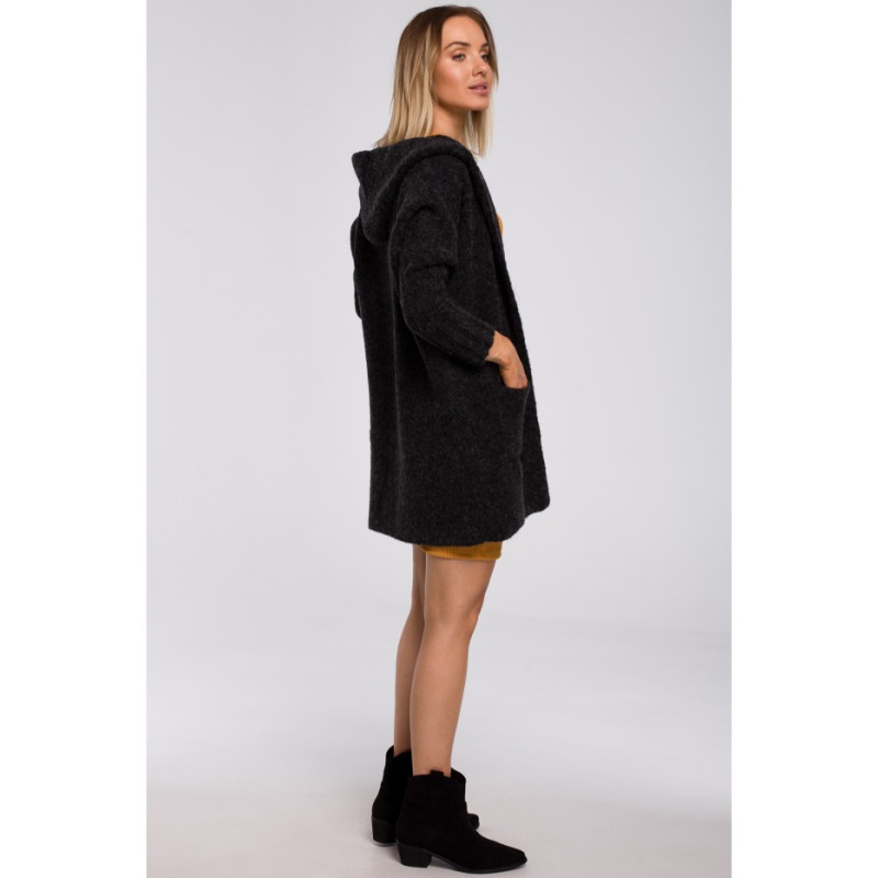 M556 Kardigan z kapturem i rękawami ze ściągacza - antracytowy