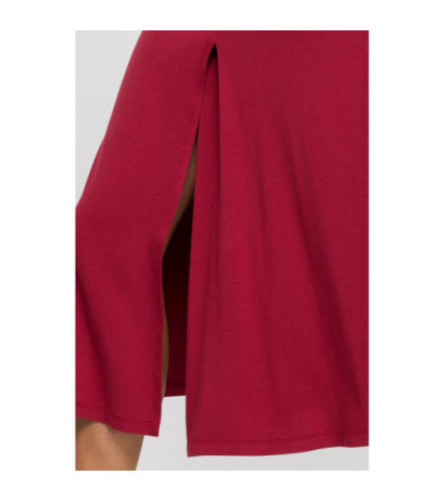 S234 Sukienka z rozkloszowanym dołem - wiśniowa