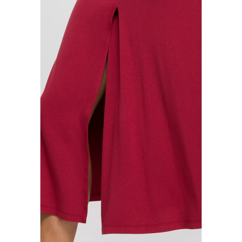 S234 Sukienka z rozkloszowanym dołem - wiśniowa