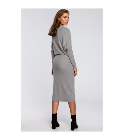 S245 Sukienka z drapowanym dekoltem - szara