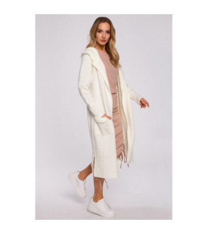 M596 Kardigan Z Kapturem I Kieszeniami - ecru