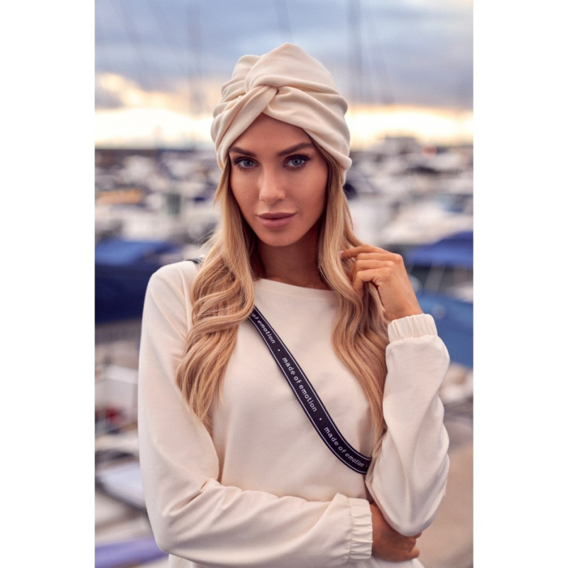 M601 Czapka Typu Turban - śmietankowa