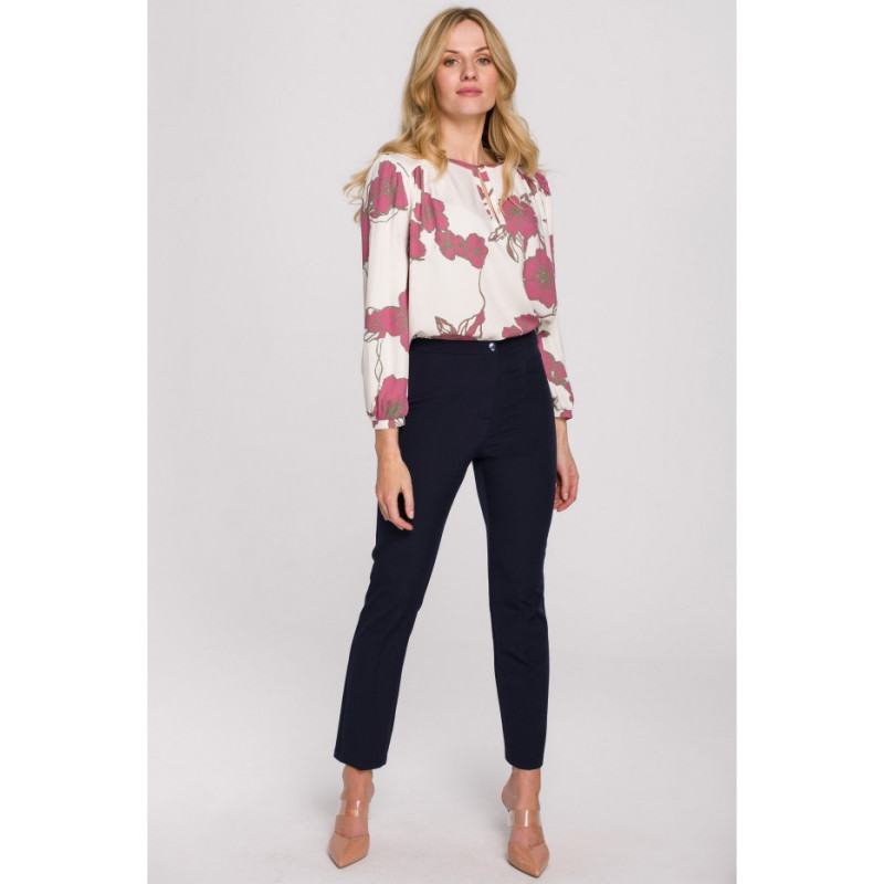 K093 Spodnie z rozcięciami z tyłu - atramentowe