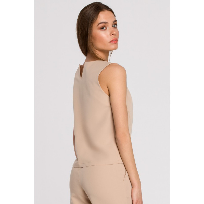 S257 Bluzka bez rękawów - beżowa