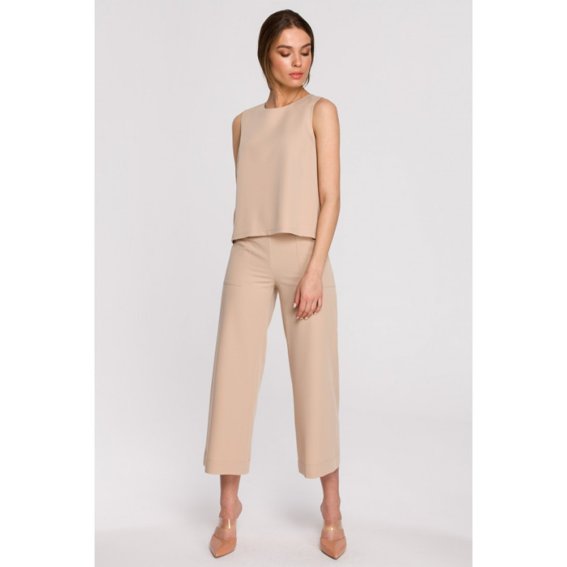 S257 Bluzka bez rękawów - beżowa