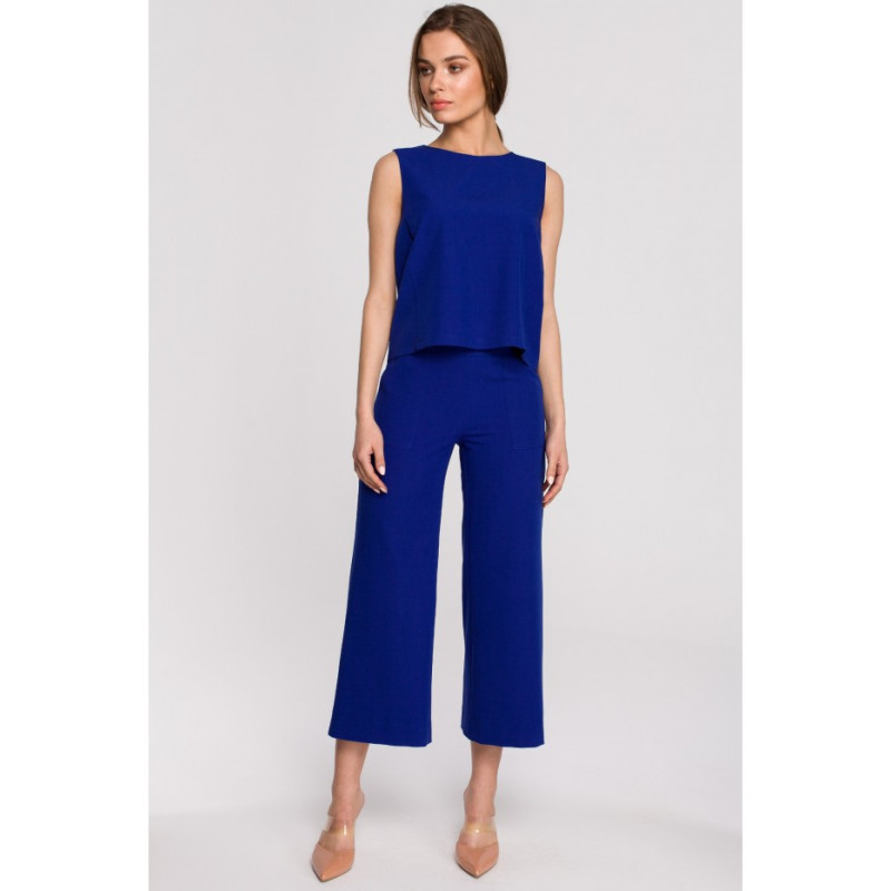 S257 Bluzka bez rękawów - chabrowa