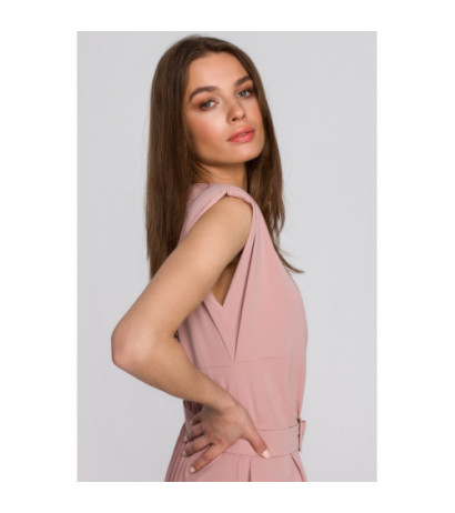 S259 Kombinezon z poduszkami na ramionach - pudrowy