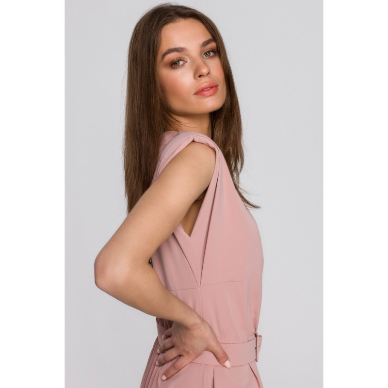 S259 Kombinezon z poduszkami na ramionach - pudrowy