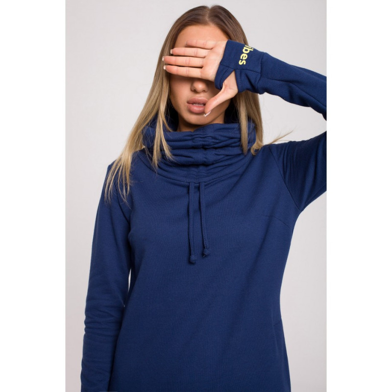 M622 Sukienka maxi z wysokim kołnierzem - atramentowy