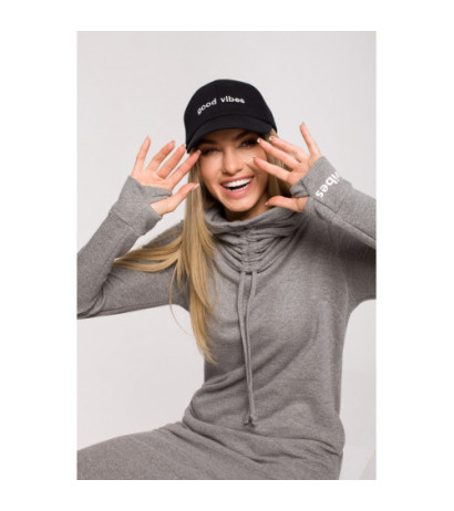 M622 Sukienka maxi z wysokim kołnierzem - szary