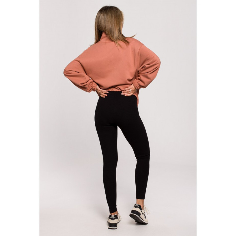 B213 Legginsy z dzianiny prążkowanej - czarne